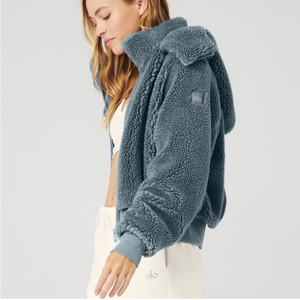 ALO Yoga Women's Teddy Jacket in Slate Blue